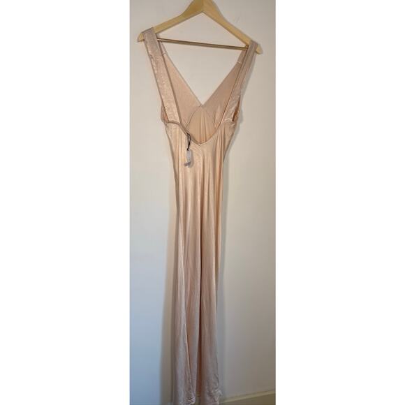 Rumored Sunset Strip Plunge Maxi Slip Dress Blush Pink - Small - Picture 6 of 9